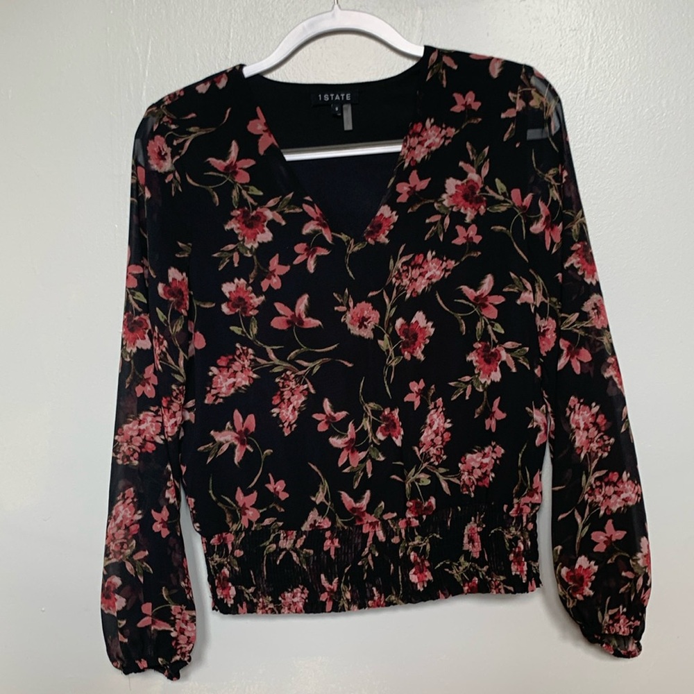 1State Crop Floral Blouse